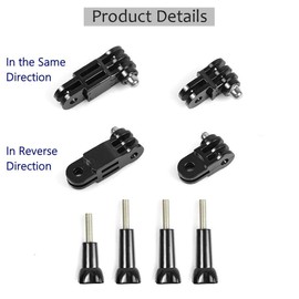3-Way Adjust Straight Joints Mount Extension Pivot Arm Adapter Set,Long and Short Same Vertical Direction for GoPro Hero 12/11/10/9/8/7/6/5 Black, DJI Osmo Action Camera