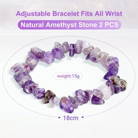 Amethyst Stone Bracelet Crystal Stones Chain - Natural Rock Crystal Gemstone Beads Bracelet for Women, Real Stones Yoga Energy Stone Amethyst Chain Gifts for Girls Women, Amethyst