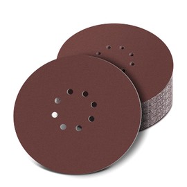 225mm Sanding Discs 80/120 Grit, 30Pcs 225mm Sandpaper Sheet 8 Holes Hook and Loop Discs for Long Neck Sander Drywall Sander