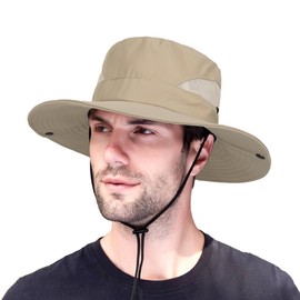 Foldable Fishing-Hat Breathable Beach-Sun-Hat - Outdoor Packable Uv Protection Safari Bucket Hat for Men Women Dark Beige
