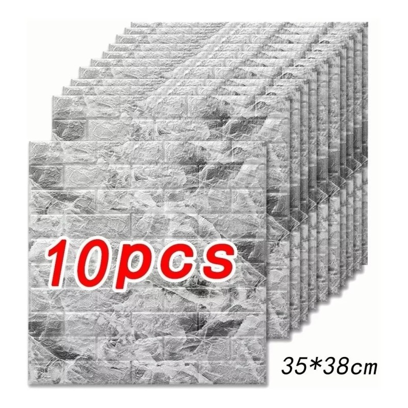 Patrón De Ladrillo Pegatina De Pared 3d Papel Tapiz 10pcs