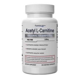 Superior Labs  Acetyl L-Carnitine 1000mg Maximum Absorption  Pure Vegetable Capsules  Zero Synthetic Additives  Superior Absorption                   