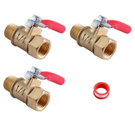 GCESSOIRY 3 PCS 1/4 Inch Heavy Duty Brass Ball Valve Shut Off Switch, 1/4" Male x Female NPT Thread Pipe Fitting Air Compressor Shut Off Valve, Rated to 600 PSI WOG