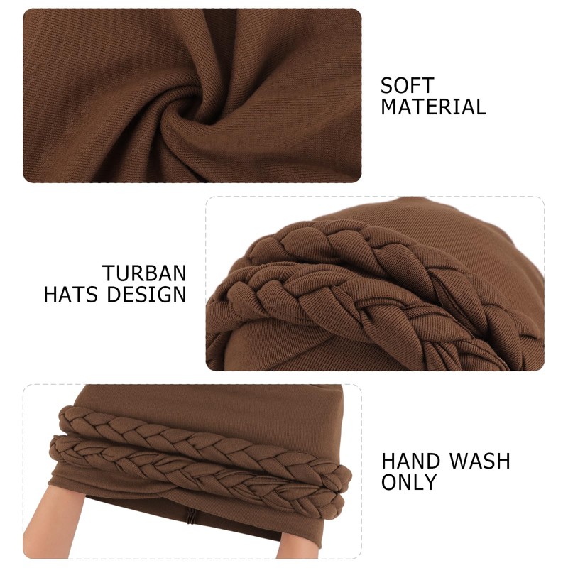 DRESHOW African Women's Turban Double Braid Headwear Headwear Chemo Cap