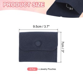 PATIKIL 4x3 Inch Jewelry Pouch, 6 Pcs Soft Velvet Pouches with Snap Button Portable Storage for Rings Necklace Bracelet Earring Watch, Dark Blue