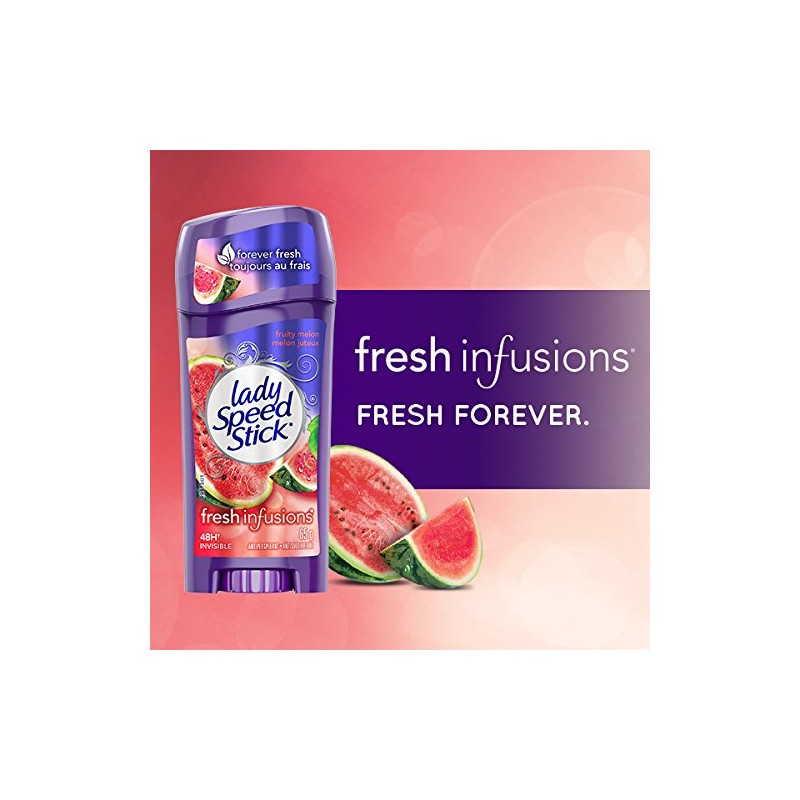 Lady Speed Stick Fresh Infusions Antiperspirant Invisible Solid, Fruity Melon,