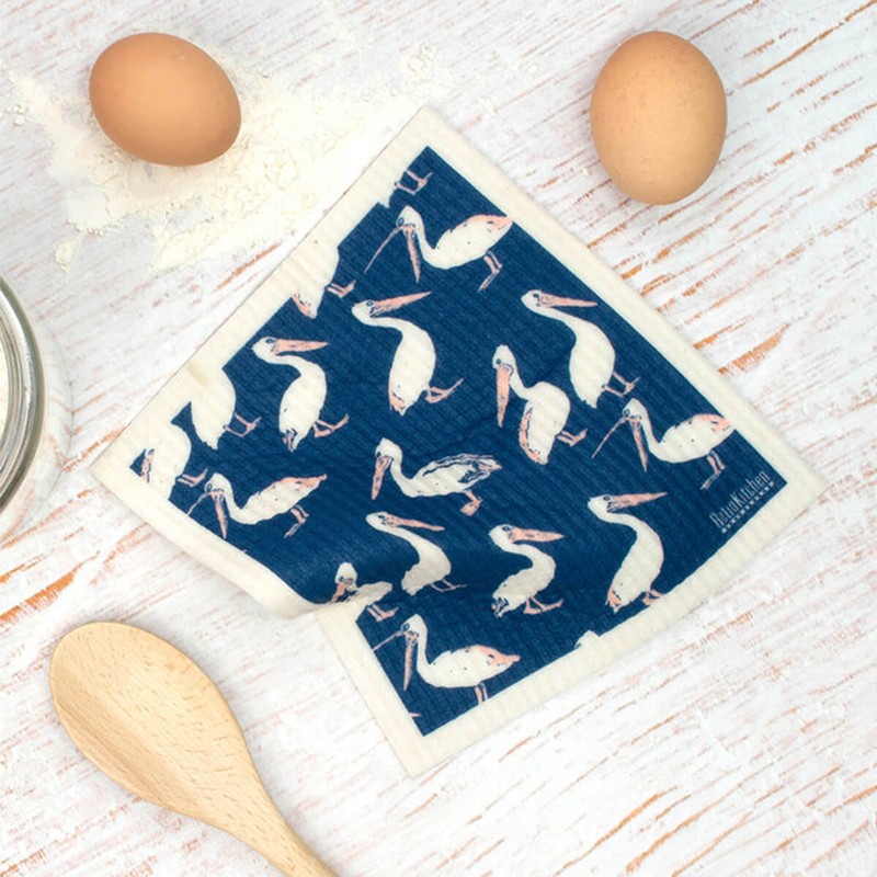 Retro Kitchen Compostable Sponge Cloth - Pelicans, 1 Cloth