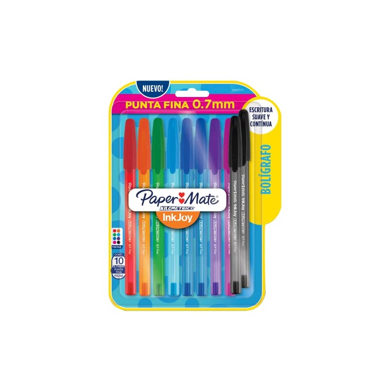 Paper Mate InkJoy Bolígrafos de bola, punta fina, Multicolor, Paquete