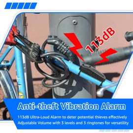 113db Bike Alarm,NineLeaf Bike Bike Alarm with Remote,Bicycle Alarm System Anti Theft,IP65 Waterproof,7 Levels of Sensitivity,Easy Installation,for Bicycles, Electric Bicycles,Motorcycle,5PK