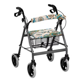 Vanideaoty Boho Floral Rollator Accessories Seat and Backrest Butterfly Rollbar Covers Washable Seat Cover has Elastic Band Suitable for Parks, Neighborhoods and Streets