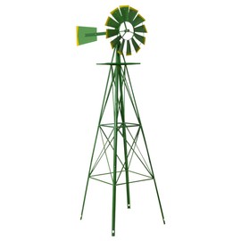 ReunionG Wind Mill Weather Vane Yard Garden 8Ft Metal Windmill (Green)