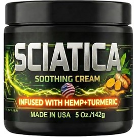 Sciatica Nerve Cream with Hemp Oil, Turmeric, Aloe & Lavender – Sciatic Nerve Comfort Cream for Lower Back & Legs – 5 oz – Non-Greasy Formula for Men & Women – Lab Tested, Made in USA