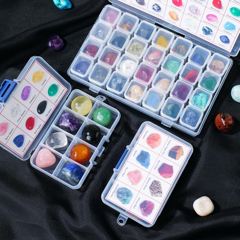 Apengshi 10PCS Natural Tumbled Polished Crystal Stones Red Jasper Green