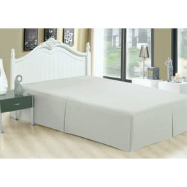 Marina Decoration Ultra Soft Silky Hotel Quality All Season Deep Pocket Dust Ruffle 16 Inch Drop Solid Tailored Rayon from Bamboo Bed Skirt, Silver Color Twin/Single Size