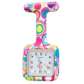 Boolavard® TM Nurses Fashion Coloured Patterned Silicon Rubber Fob Watches - Square Colourful Bubbles