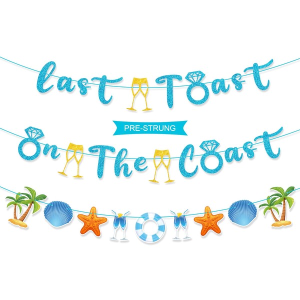Stcomart Pre-Strung Last Toast on The Coast Tropical Beach Banner,