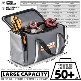 ALL-TOP Recovery Pack Bag, Water-Resist Tool Organizer for Offroad Gear & Overland Equipment, Standing Zippered Waterproof Storage Tote, Gray Empty