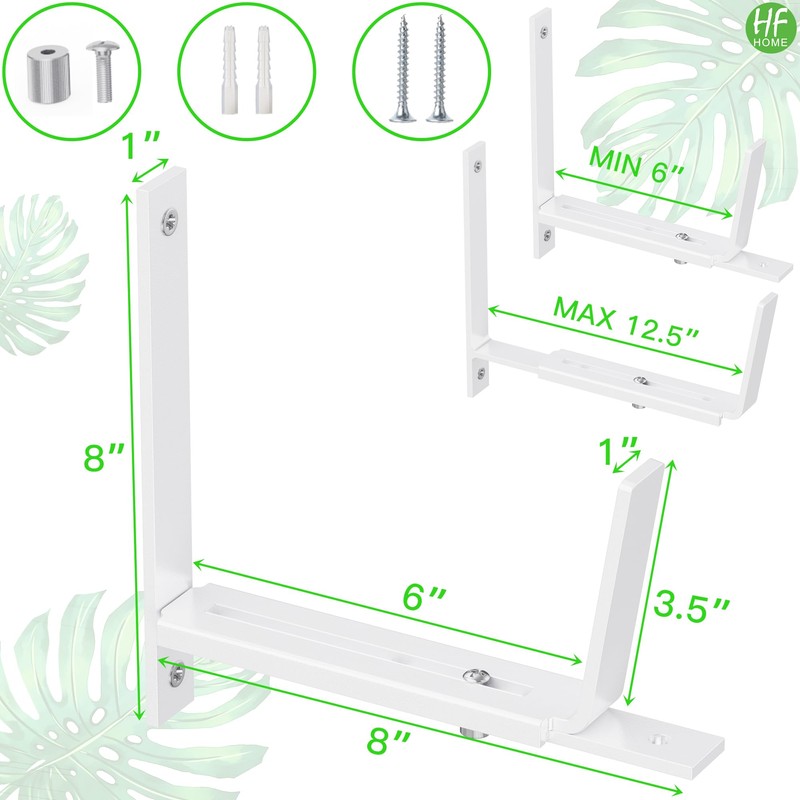 HFHOME 4 PCS Adjustable Planter Box Brackets (6 to 12.5