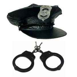 Police & Black Handcuffs Fancy Dress Costume Cops Robbers Roleplay