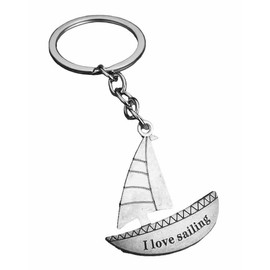 I Love Sailing Nautical Sailboat Marine Keyring Keychain