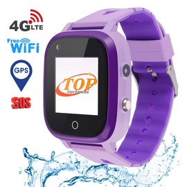 4G Kids Smart Watch Phone Boys Girls Waterproof Smartwatch with GPS Tracker Call Camera Pedometer SOS Alarm WiFi Bluetooth Touch Screen Wrist Watch for 3-12 Years Old Children Student Gift (Purple)