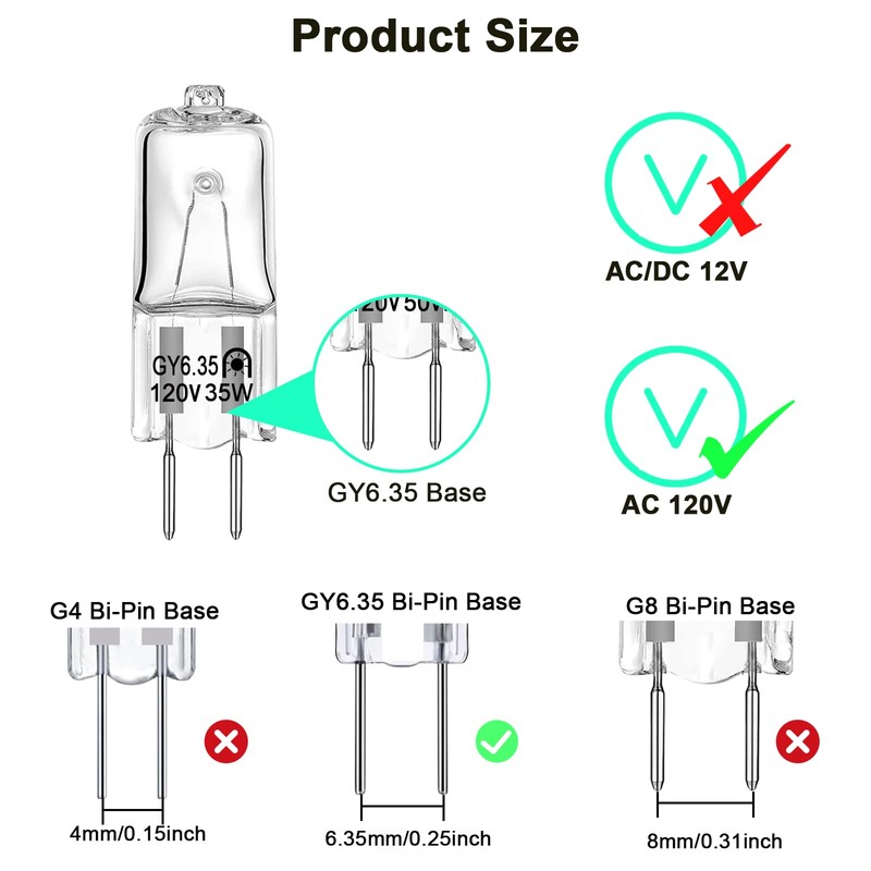 GY6.35 Light Bulbs, 120V 35W Crystal Clear Halogen Bulb 2