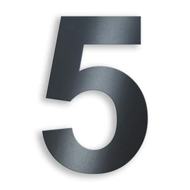 Metzler House Number Made of Solid Steel in Anthracite RAL 7016, Anthracite Grey, Fine Structure, Powder Coated, Arial Font, Height 20 cm, Number 5