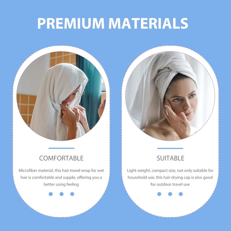 Toalla de Microfibra para Secar el Cabello, Toalla Cabeza Azul,