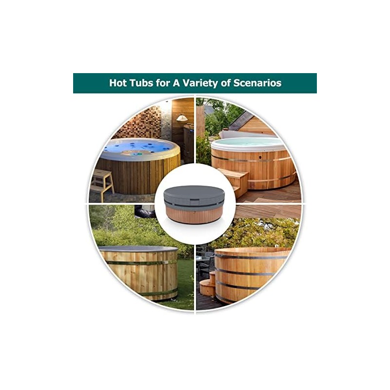 AKEfit Round Hot Tub Cover, 600D Polyester Waterproof for Hot
