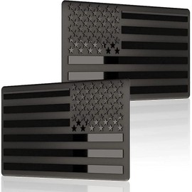 2Pcs USA American Metal Flag Auto Fender Emblem, Embossed 3D Metal Adhesive Sport Truck Car Badge,USA Flag Decal for for Auto SUV Truck Motorcycle (Black) decal sticker