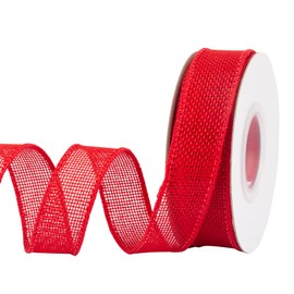 Joycrosso Burlap Wired Edge Ribbon 1 inch x 10 Yards, Red, Ideal for Crafting, Gift Wrapping, Wreath, Christmas Tree, and Rustic Wedding Decorations