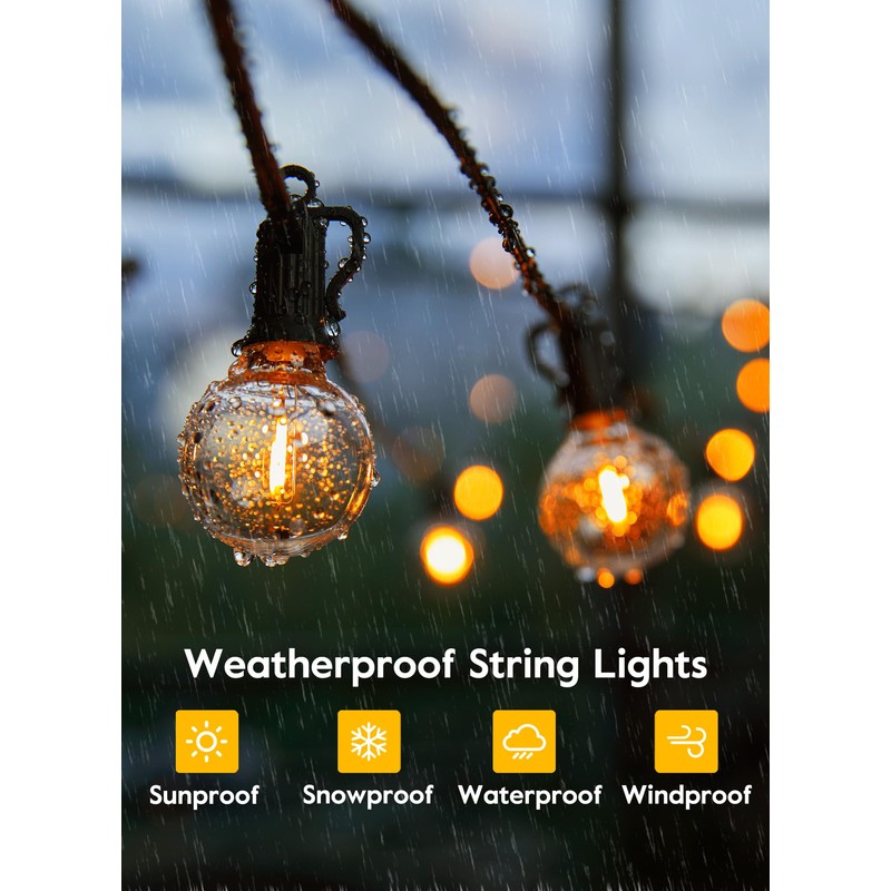 Brightown String Lights Outdoor Waterproof with Remote Cable Ties, 108FT