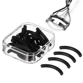 VILLCASE 30 Piezas Almohadillas de Repuesto para Rizador y Enchinador de Pestañas - Gomas de Silicona Universal (3cm) con Estuche Transparente, Alta Elasticidad, Sin Tirones ni Daños (Negro)