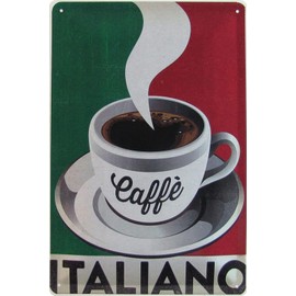 Ontrada Tin Sign 20 x 30 cm Curved Espresso Coffee Cafe Bar Italy Coffee Italiano Decorative Gift Sign