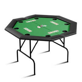 Hipicute Poker Table w/Metal Legs, Octagon Poker Table 8 Cup Holders, Blackjack Gaming Table with Water-Resistant Cushioned Rail
