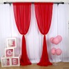 CHHEART Red Chiffon Backdrop Curtain, 2 Packs 28x120 Inches, 100%