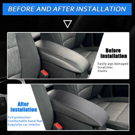XYHGM Car Center Console Armrest Cover for Ford Bronco Sport 2021 2022 2023/Ford Escape 2020-2023 Accessories Leather Anti-Scratch Central Armrest Lid Protector Cushion Decoration-Carbon Fibre+Black