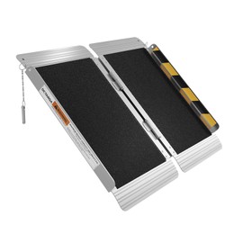 2FT Portable Wheelchair Ramp, Aluminum Folding Handicap Ramp with Handle, Threshold Wheel Chair Ramp for Home Steps, Stairs, Entry, Curbs, Doorways, Non-Skid, Mobility Scooter Compatibility