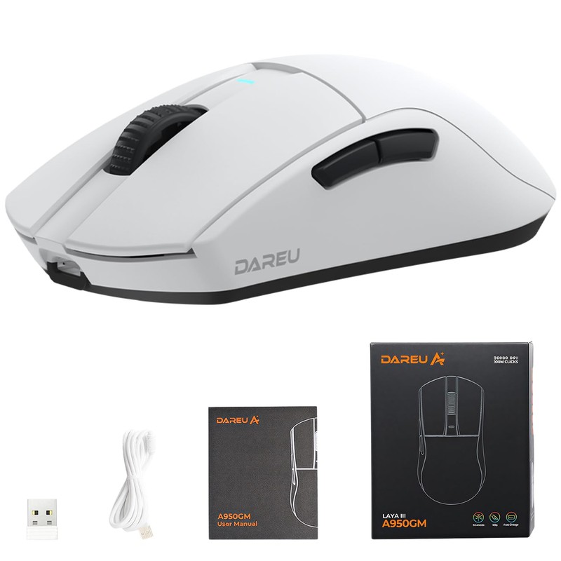 DAREU A950GM Mouse Inalámbrico, Blanco Raton Gamer 60g Ultraligero