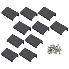 LC LICTOP 50mm/1.96" Flat Black Aluminum Finger Edge Pull Concealed Handle for Home Kitchen Door Drawer Cabinet 10PCS