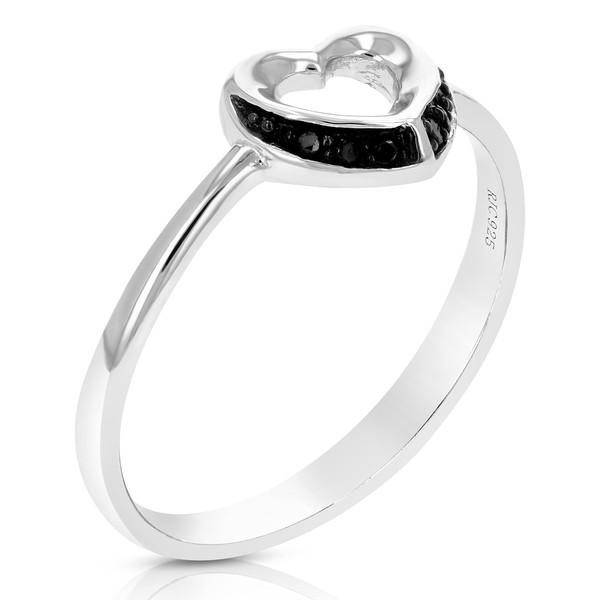 Vir Jewels 1/20 cttw Black Diamond Heart Ring .925 Sterling
