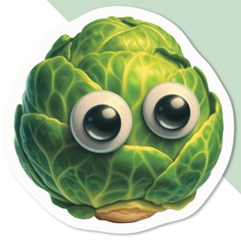 Azeeda 4 x 'Funny Brussels Sprout' White Premium Vinyl Decal Stickers – Waterproof, Durable & Easy to Apply - Ideal for Car Bumpers, Windows, Bins and More (DW00149296)