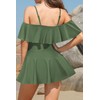 SHEKINI Women's Off-Shoulder Ruffled Flounce Swim Skirt Ruched One Piece