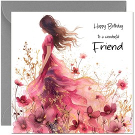 Beautiful Friend Birthday Card - Elegant Girl - Special Birthday Cards for Friend