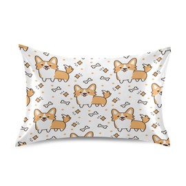 Blueangle Cute Welsh Corgi Satin Pillowcase for Hair and Skin Silk Pillowcase, Queen Size(20x30 inches) - Slip Cooling Satin Pillow Covers with Envelope Closure
