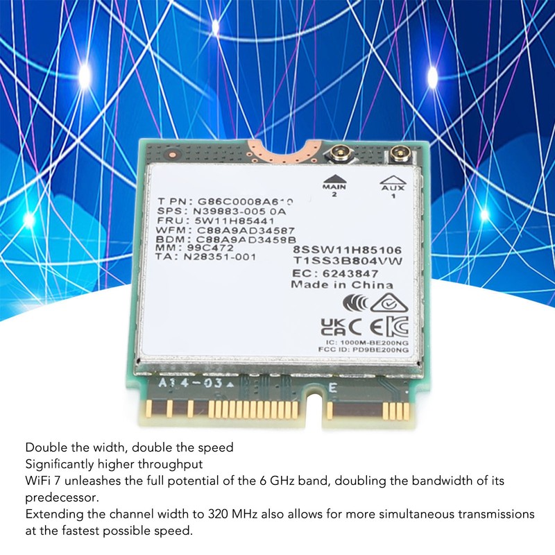 BE200NGW WiFi 7 Network Card for Intel BE200 8774Mbps Supports