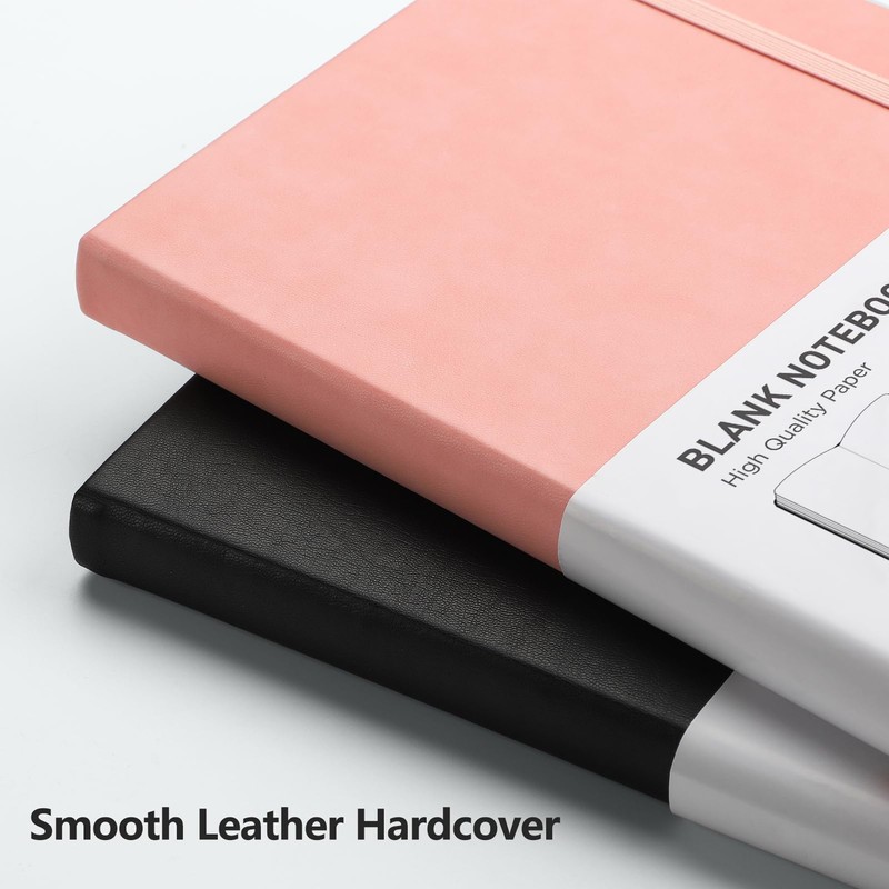 RETTACY Blank Notebooks with 100GSM Thick Paper 2 Pack