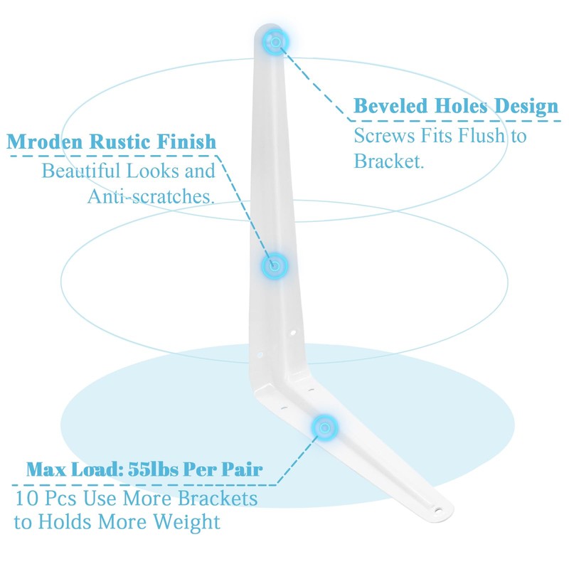 Uenhoy 10 Pack White Shelf Brackets 10 Inch Metal Floating