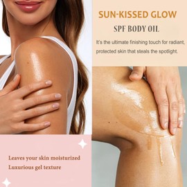 Sunscreen Body Oil SPF45 with Coconut Oil, Moisturising Dry Skin Treatment, Lightweight Non-Greasy Formula for Women, Nourishing Glow Serum