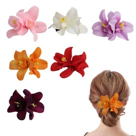 Hawaii Blume für Damen, 6 Haarspangen in Blumenform für Frauen, Haar-Accessoires für Zeremonie für Braut, Mädchen, Party, Strand, Hochzeit, Sommer